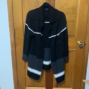 Apt. 9 Black Gray White Stripe Cardigan Sz. XL